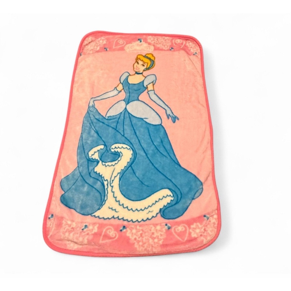 Vintage Disney Cinderella Blanket 45x30 Pink Blue Princess Throw Kids Plush